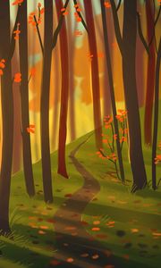 Preview wallpaper forest, path, autumn, nature, art