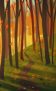 Preview wallpaper forest, path, autumn, nature, art