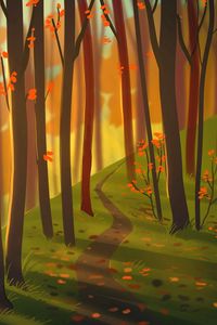 Preview wallpaper forest, path, autumn, nature, art