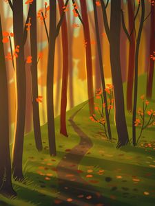 Preview wallpaper forest, path, autumn, nature, art