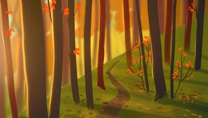 Preview wallpaper forest, path, autumn, nature, art
