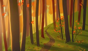Preview wallpaper forest, path, autumn, nature, art