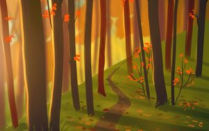 Preview wallpaper forest, path, autumn, nature, art