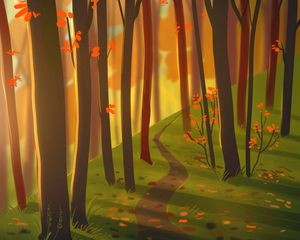 Preview wallpaper forest, path, autumn, nature, art