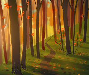 Preview wallpaper forest, path, autumn, nature, art