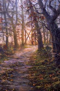 Preview wallpaper forest, path, autumn, landscape, art