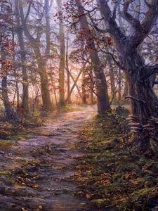 Preview wallpaper forest, path, autumn, landscape, art