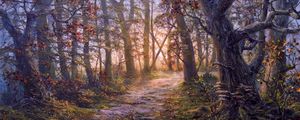 Preview wallpaper forest, path, autumn, landscape, art