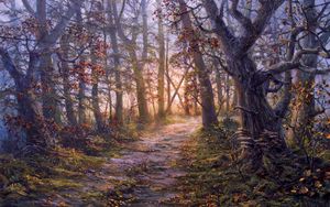 Preview wallpaper forest, path, autumn, landscape, art