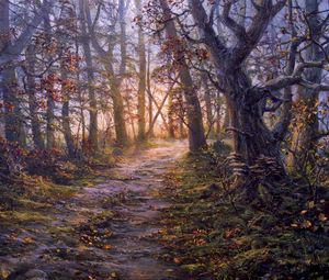 Preview wallpaper forest, path, autumn, landscape, art