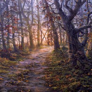 Preview wallpaper forest, path, autumn, landscape, art
