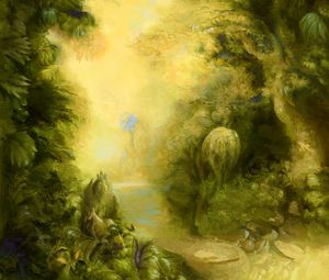 Preview wallpaper forest, plants, fantasy, paint, art