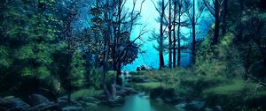 Preview wallpaper forest, pond, water, trees, art