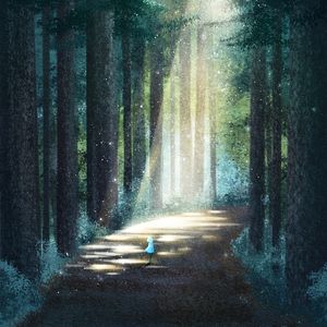 Preview wallpaper forest, road, silhouette, light, art