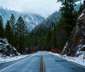 Preview wallpaper forest, road, snow, winter