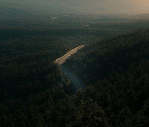 Preview wallpaper forest, road, view from above, trees, height