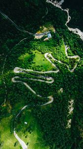 Preview wallpaper forest, road, winding, aerial view