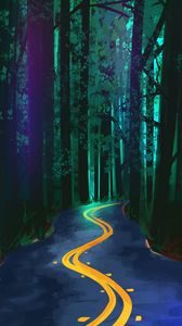 Preview wallpaper forest, road, winding, art