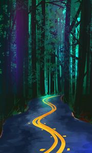 Preview wallpaper forest, road, winding, art