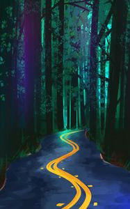 Preview wallpaper forest, road, winding, art