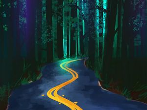 Preview wallpaper forest, road, winding, art