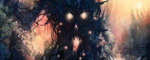 Preview wallpaper forest, skull, face, art, gloomy