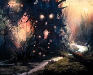 Preview wallpaper forest, skull, face, art, gloomy