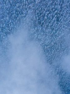 Preview wallpaper forest, snow, aerial view, cloud, white