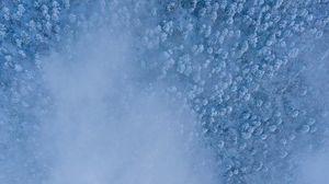 Preview wallpaper forest, snow, aerial view, cloud, white