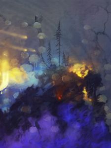 Preview wallpaper forest, sorcerer, magician, magic, glow, art