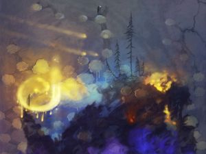 Preview wallpaper forest, sorcerer, magician, magic, glow, art