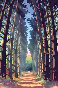 Preview wallpaper forest, trees, alley, path, art