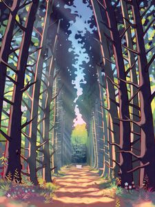 Preview wallpaper forest, trees, alley, path, art