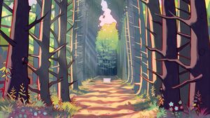 Preview wallpaper forest, trees, alley, path, art