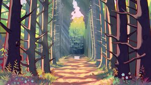 Preview wallpaper forest, trees, alley, path, art