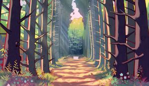 Preview wallpaper forest, trees, alley, path, art