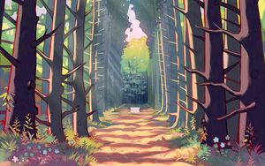 Preview wallpaper forest, trees, alley, path, art