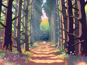 Preview wallpaper forest, trees, alley, path, art