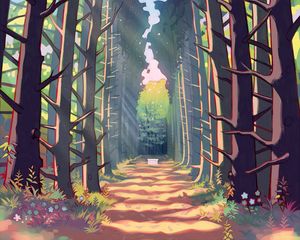 Preview wallpaper forest, trees, alley, path, art