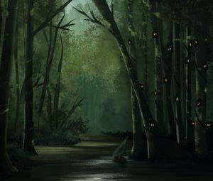 Preview wallpaper forest, trees, dark, gloomy