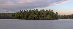 Preview wallpaper forest, trees, island, lake, landscape