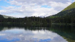 Preview wallpaper forest, trees, lake, mountains, landscape