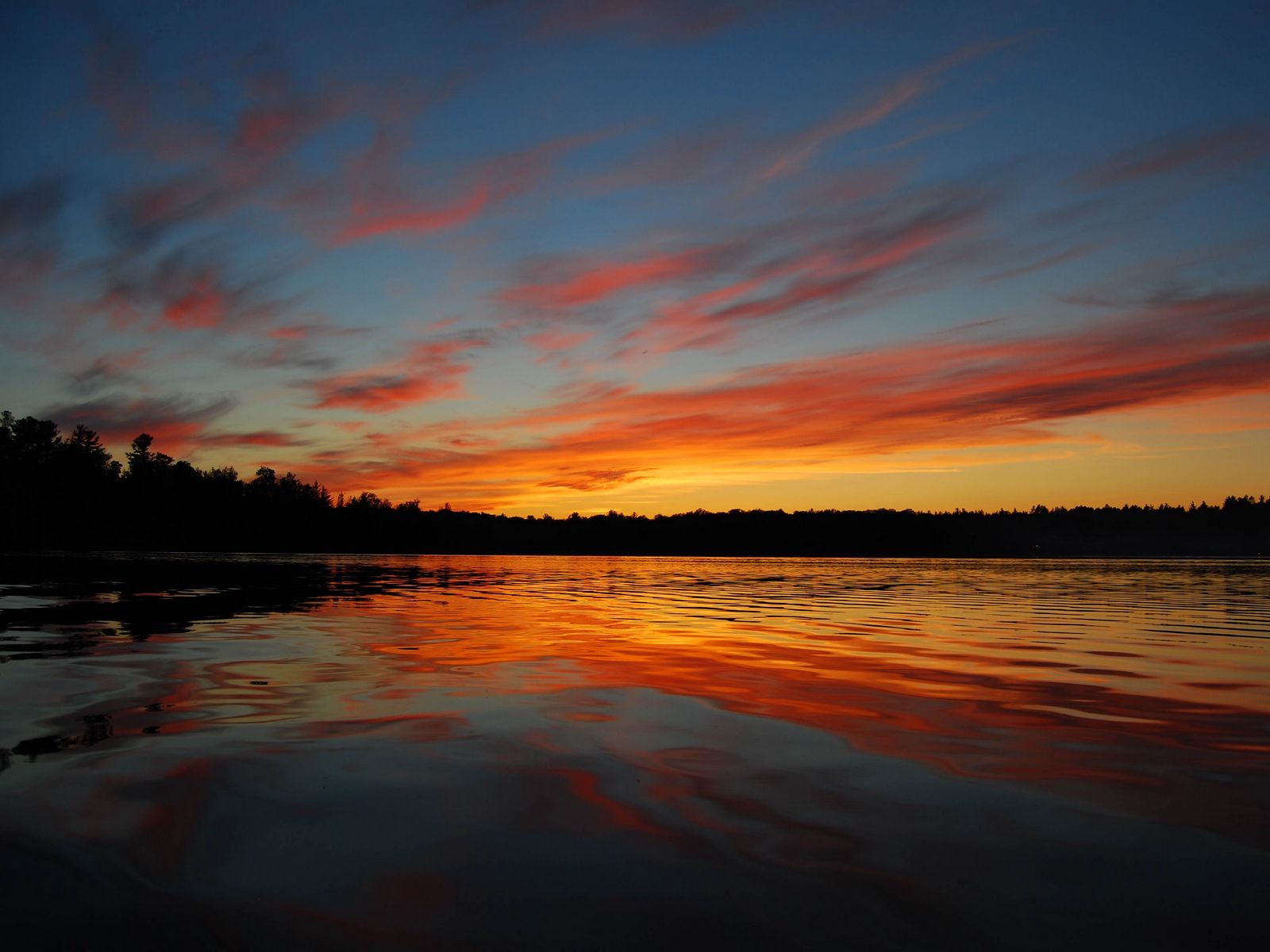 Download wallpaper 1600x1200 lake, sunset, water, forest, trees, dark ...