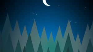 Preview wallpaper forest, trees, moon, night, vector, art