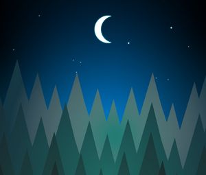 Preview wallpaper forest, trees, moon, night, vector, art