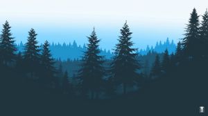 Preview wallpaper forest, trees, mountains, art, vector