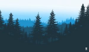Preview wallpaper forest, trees, mountains, art, vector