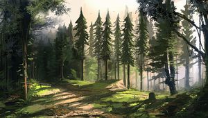Preview wallpaper forest, trees, nature, landscape, art