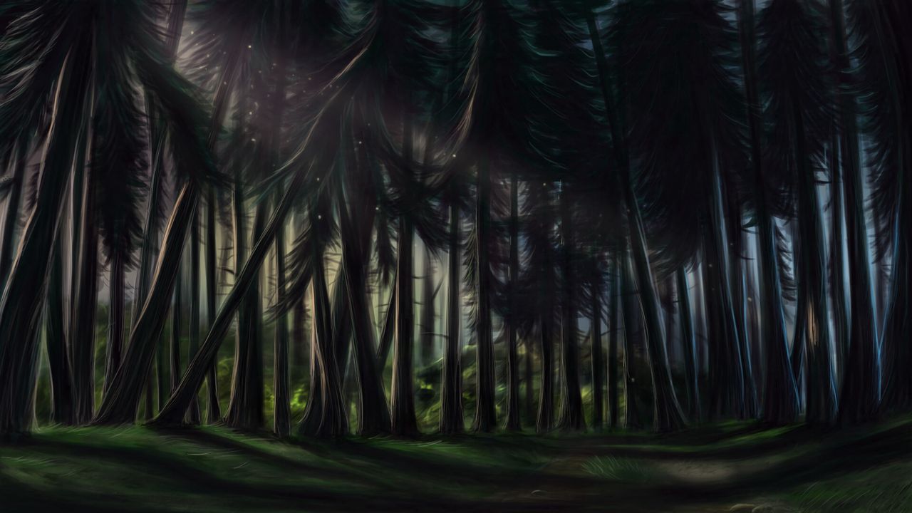 Wallpaper forest, trees, pines, art, nature