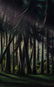 Preview wallpaper forest, trees, pines, art, nature